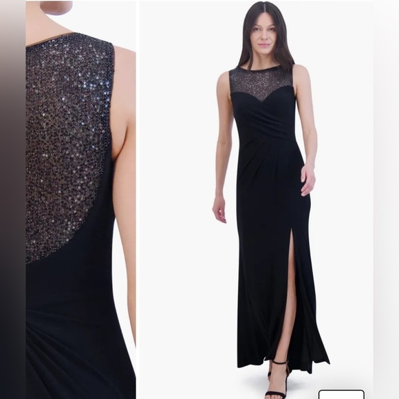Vince Camuto Sequin Mesh Yoke Column Gown size 6. - Picture 1 of 12